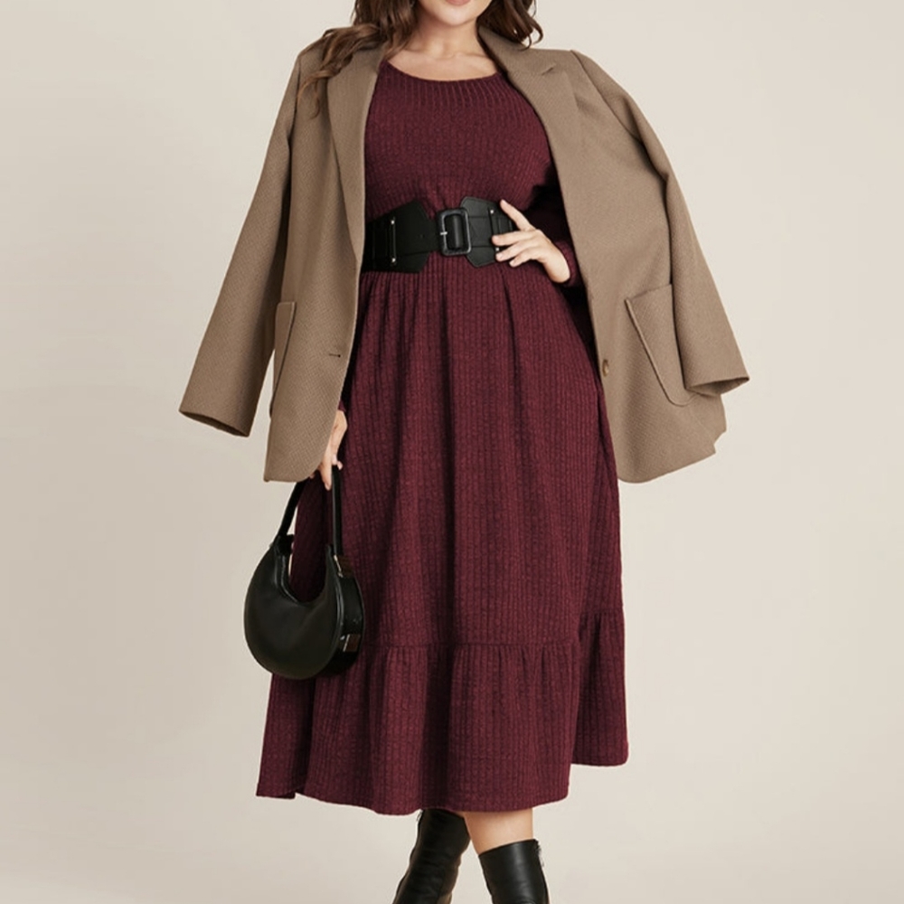 ❤️ Host Pick ❤️ Burgundy hem dress *belt not included - Picture 3 of 7